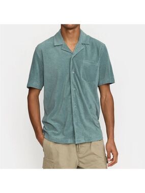 Madewell French Terry Aqua Short Sleeve Cuban Leisure Shirt size medium